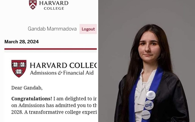 Azərbaycanlı qız Harvard Universitetinə qəbul oldu